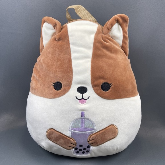 Corgi Other - Squishmallow BackPack 12" Boba Tea Regina Corgi Brown & White Dog